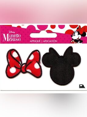 Disney Minnie Mouse Red Bow Silhouette Patch Disney Iron On Appliqué NEW